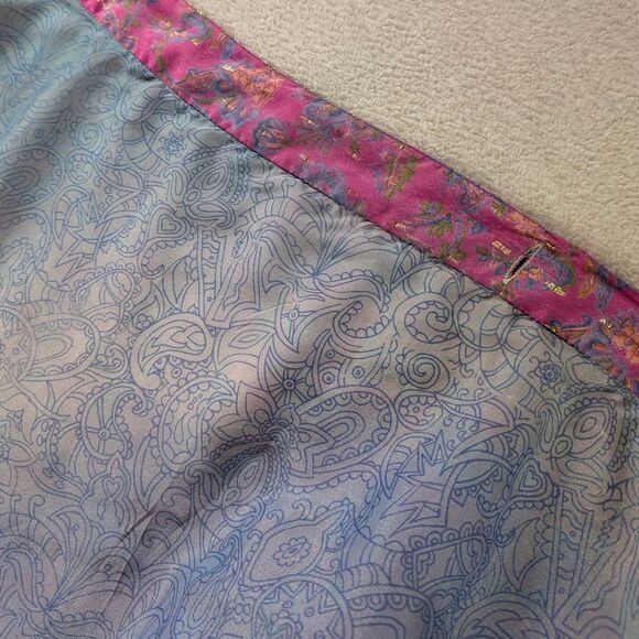 Silk Sari Wrap Around Magic Skirt Women's One Size Pink Blue Reversible Maxi - Picture 10 of 13